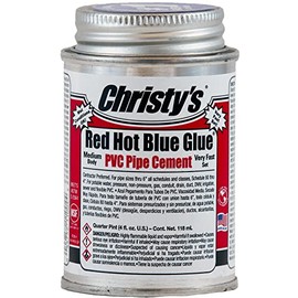 Christy's Red Hot Blue Glue PVC Cement - Medium Body, Very Fast Set, Low-VOC, 1/4 Pint (4 fl oz)