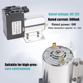 Mini bomba de vacío, DC 12V 5L/min 120kpa Mini bomba de vacío Bomba de succión de presión negativa con soporte, Alto rendimiento para máquina de envasado de alimentos, para medicina, laboratorio, fábr