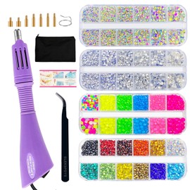 CLEKSPOYE - Aplicador de diamantes de imitación, herramienta de fijación en caliente para planchar con diamantes de imitación, varita fija en caliente para ropa, ropa, tela, manualidades, juego morado