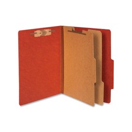 ACCO Pressboard Classification Folders, 3" Expansion, 2 Dividers, 6 Fasteners, Letter Size, Earth Red Exterior, 10/Box