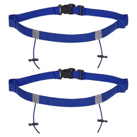 PATIKIL Elastic Triathlon Running Belt, 2 Pack Adjustable Race Number Belt Race Belt Bib Holder with 6 Energy Gel Loops for Marathons Racing Cycling, Blue