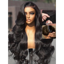 Nadula Hair 13x4 Lace Front Body Wave Glueless Wig with Elastic Drawstring Pre Everything Transparent Lace Frontal Human Hair Pre Plucked/Cut Lace/Bleached Knots for Friendly & Beginners 22inch