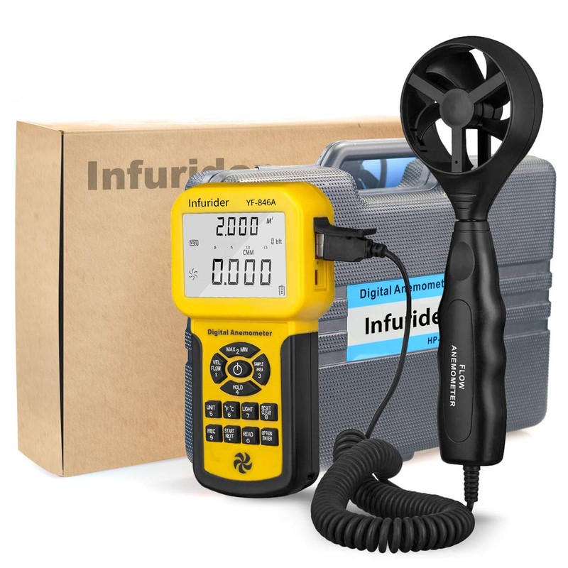 INFURIDER YF-846A Pro Anemometer,Handheld Wind Speed Meter Gauge Measures Wind