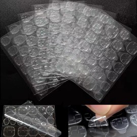 OwlkOrmy Thin Breathable Adhesive Tabs Fake Nail Glue Sticker 10 Sheets Super Sticky Double Sided Tips (Germany Jelly Gel) Flexible for Acrylic False Nails Manicure Tape (Clear 240 pcs)