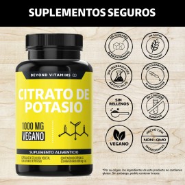 Citrato Potasio 1000mg Con Platano En Polvo, Curcuma Capsulas (curcuminoides) Y Semilla De Uva - Potassium Citrate- Curcumina - Vitaminas Mujer...    