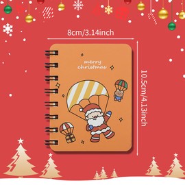 4 Pack Christmas Mini Spiral Notebook, Snowman Santa Claus Clown Elk Small Wirebound Pocket Journal Hardcover Note Books Blank Portable Notepad Diary Gift for Kid Xmas Eve Party Office Supplies
