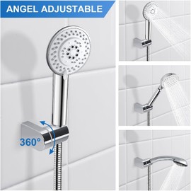 Telituny Universal Shower Holder, Rotating Hand Shower Holder, Adjustable Shower Holder, Home Bathroom, Chrome, Galvanised, Wall Mount Stand for Home Bathrooms