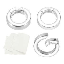 PATIKIL 10/12/14mm 925 Sterling Silver Spring Gate Rings, 3Pcs Plat Round Spring Clasps Necklace Enhancer Shortener Closures Connector for Jewelry Making Necklaces DIY, Silver Tone