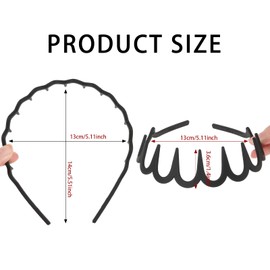 AMCAMI 4PCS Zig Zag Headbands Shark Tooth Zigzag Headband Plastic Wavy Headband with Teeth