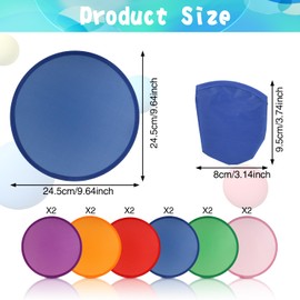 TOSAMZOO 12 Pieces Foldable Flying Disc or Fan with Storage Bag Assortment Fans Set Beach Flying Disc- 9.8" Foldable Flying Disc, 6 Colors