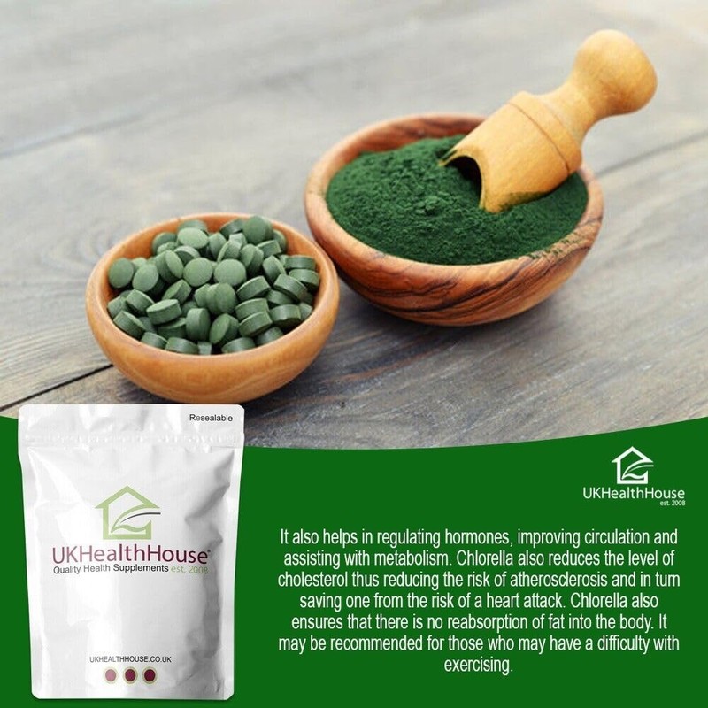 UKHealthHouse Premium Chlorella Tablets 500mg Gluten Free Non GMO Vegetarian