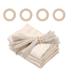 RANJIMA Fabric Napkins, Beige, Set of 4, Linen Napkins with Napkin Ring, 45 x 45 cm, Linen Napkins, Reusable for Kitchen, Wedding, Birthday, Christmas, Party, Celebrations, Table Decoration