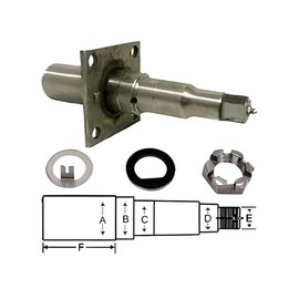 Trailer Axle Spindle Kit #84 Round 1,750lbs Capacity EZLube with Pre-Installed Brake Flange 1.75" x 3" Long 1"-14 Thread Diameter (R20384EZ)