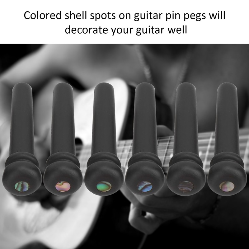 6pcs Ebony Acoustic Guitar Pins Pegs Guitar Parts Replacement Tool