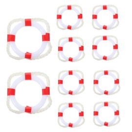 DECHOUS 10Pcs Miniature Life Ring: DIY Mini Life Buoy Rings Nautical Decoration Dollhouse Accessories Micro Landscape Plastic Mini Lifebuoy Toy Ornaments