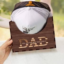 Wooden Best Dad Ever Hat Holder Display Stand, Rustic Hat Storage Rack, Gift For Dad, Father's Day Gift, Gift For Him, Home Office Decoration, Home Office Organizer