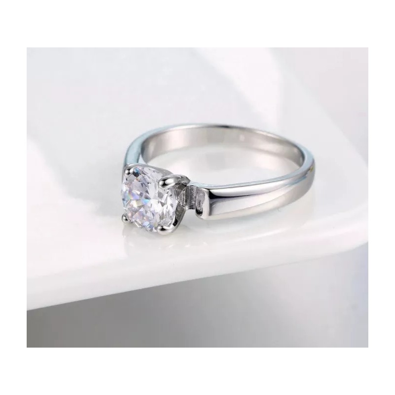 Camimi Anillo Compromiso Plata Gran Calidad Chapado En Oro Blanco