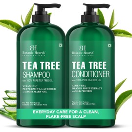 Botanic Hearth Juego De Champú Y Acondicionador De Árbol De Té, Con Aceite De Árbol De Té Para Cuero Cabelludo Seco Y Picazón, Sin Sulfato, Sin Parabenos - 16 Onzas Cada Uno