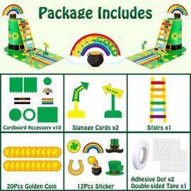 St Patrick's Day Trap Kit DIY Catch a Leprechauns Trap Craft Set Supplies St Patrick's Day Party Decoration Leprechaun Hat Box Shamrock Stickers for Kids Gifts Classroom Home Game Activity Party Favor