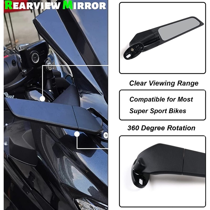 Motorcycle Rearview Mirrors, Adjustable Rotating Side Mirrors Fit for Honda