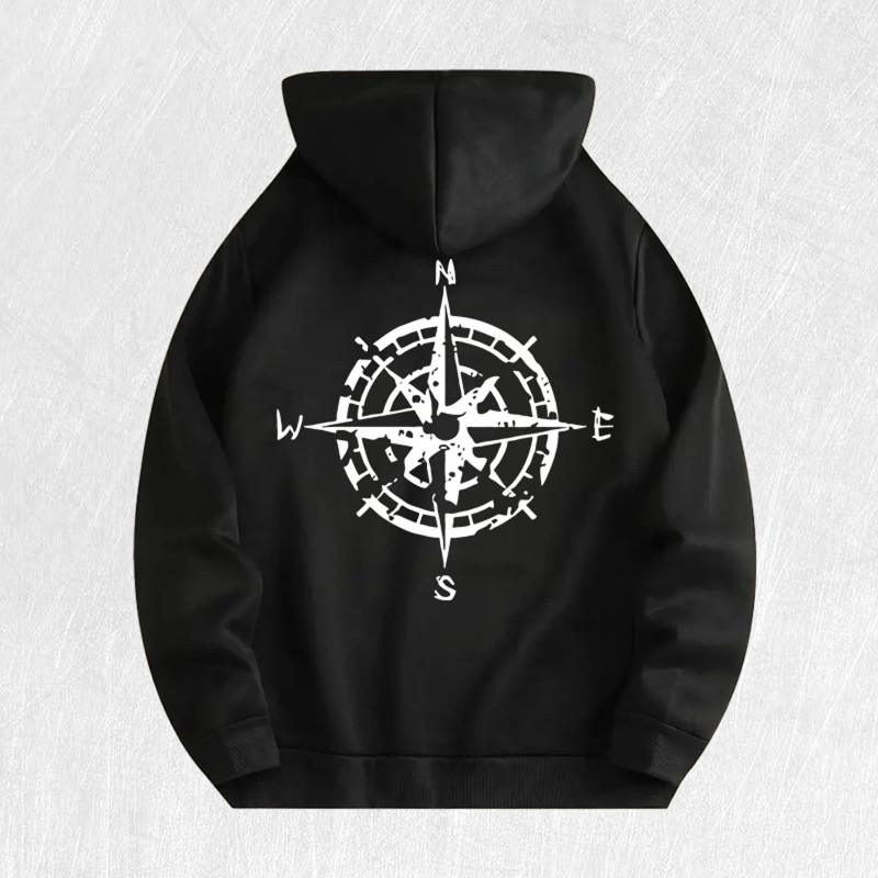 Compass Graphic Hoodie 100% Cotton US Warehouse 6 ColorsColor: Light