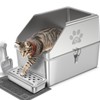 KPWACD Enclosed Stainless Steel Cat Litter Box with Lid, XL