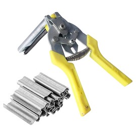 Treonca 1 Pcs 2021 Type M Nail Ring Pliers, Multifunction Cage Clamp Hog Ring Pliers Kit with 1200 Pcs of Galvanized Steel Nails Stainless Railing Pliers (Yellow)