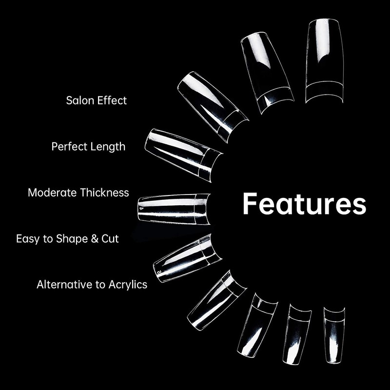 ANCLLO 100PCS Clear Gel Nail Mold Full Cover Dual Nail