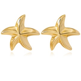 WCRAZYE Starfish Statement Star Stud Earrings Boho Starfish Earrings for Women 14k Gold Sea Star Earrings Beach Vacation Statement Earrings Fashion Ocean Jewelry Accessories Gift (Style 2)