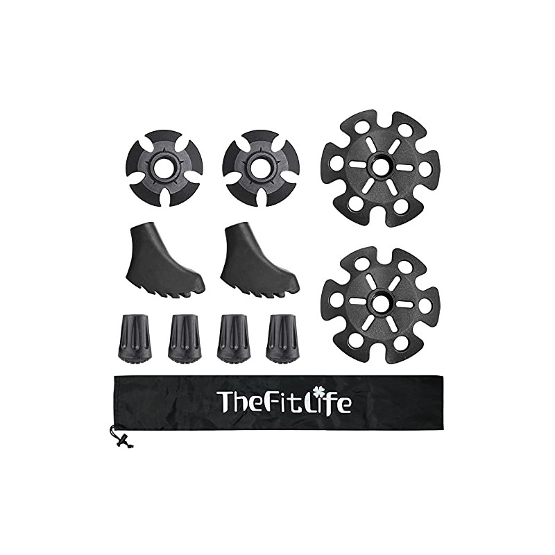 TheFitLife Trekking Poles Accessories Set - Rubber Replacement Pole Tip