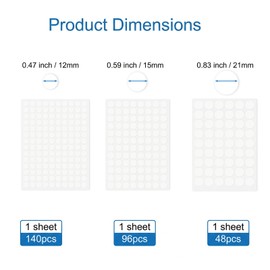 290PCS Self-Adhesive Screw Hole Stickers,White PVC Screw Cover Caps,12/15/21mm Round Dustproof Screw Caps for Furniture Cabinet Drawer Desk