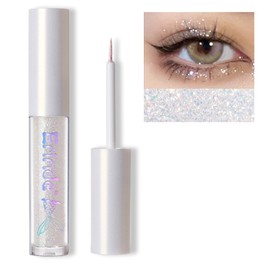 Erinde Sombra De Ojos Glitter, Altamente Pigmentado  Delineador De Ojos Líquido Con Brillo Plateado, A Base De Gel, Maquillaje De Ojos Metálico Con...