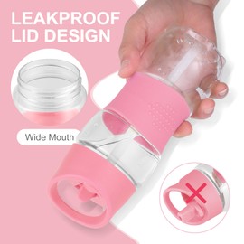 Sivaphe Clear Water Bottle with Straw 18 oz Portable Tritan Transparent Sports Drinking Bottle for School Girls Pink