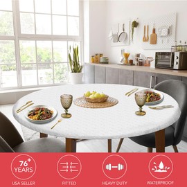LAMINET - Deluxe Cushioned Heavy-Duty Elastic Edged Quilted Table Pad - Small Round - Fits Tables up to 44" Diameter - The Ultimate Protection for Your Table