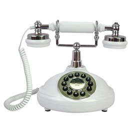 Retro Landline Phone, Corded White Classic Vintage Phone, Old Fashion Telephone Set for Home/Office/Hotel, Wired Antique Telephone Gift for Seniors (Push Button)