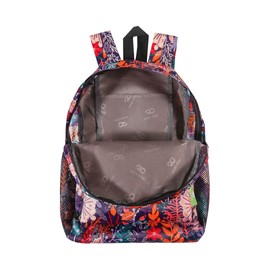 Eco Chic Lightweight Foldable Water Resistant Mini Backpack Folds Into Pouch for Storage (Lush Floral Purple)