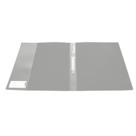 HERMA 19499 File Folder A4 Translucent Grey, Pack of 3, Plastic Folder with Labelling Label, Slip Pocket & Metal Staple Tongue, Sturdy Plastic File Folder Set for School and Office