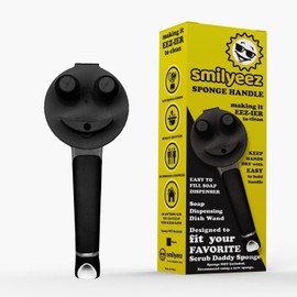 The Original Smiling Sponge Handle for Soap Dispenser for Scrub Daddy Sponge and Smilyeez Dish Wall (Black and Black)