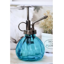 Plant Mister, Ebristar 6.5" Tall Vintage Style Decorative Glass Water Spray Bottle with Top Pump Small Watering Can (Blue)