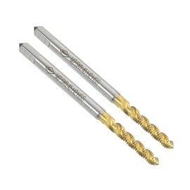 uxcell 2pcs Spiral Flute Thread Taps, M2.5 x 0.45 H2 Screw Threading Tap, Titanium Coated 6542 High Speed Steel Machine Tapping Tools for Machinist Repair