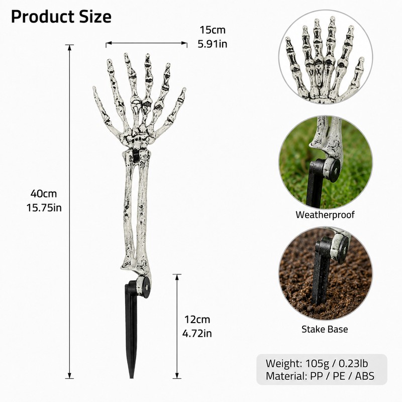 Halloween Skeleton Yard Decoration – 5-Piece Skull & Bone Ground