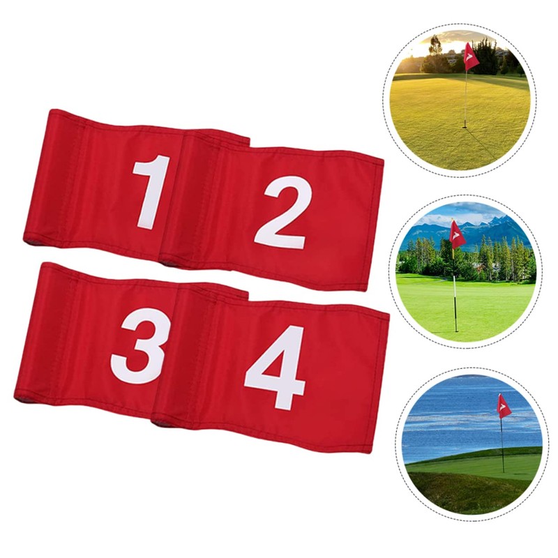 Sewroro 4pcs Golf Green Flags Targeting Golf Practice Flag Court