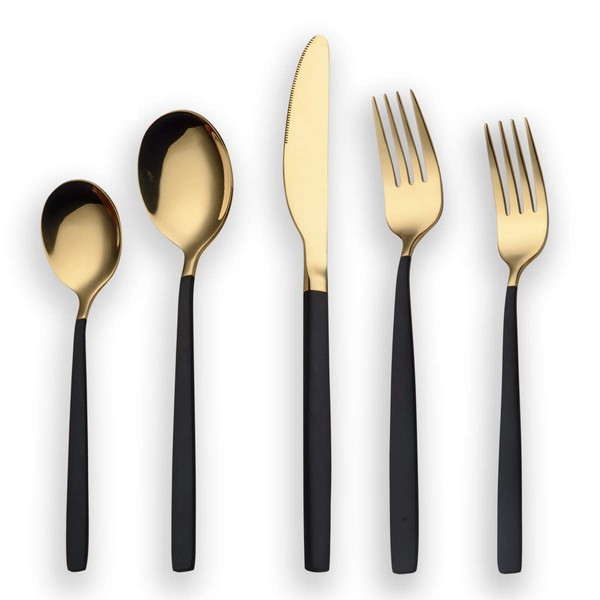 Berglander 20 Piece Titanium Black And Golden Plated Stainless Steel
