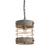 wochos Farmhouse Pendant Light, Adjustable Metal and Wood Chandelier Light