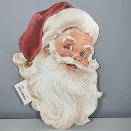 Gibson Greetings Inc Vintage Christmas Santa Claus Head 14” Die Cut Decor Gibson Greetings Inc USA