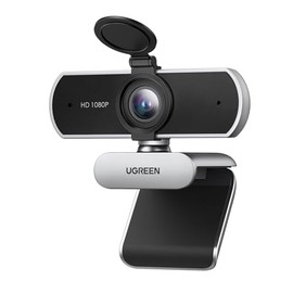UGREEN Cámara Web HD con Micrófono, 1080P@30FPS, Plug＆Play, HD Corrección de Luz Automática, Cámara Web de Vídeo USB-A con Vista de 85° para Transmisi