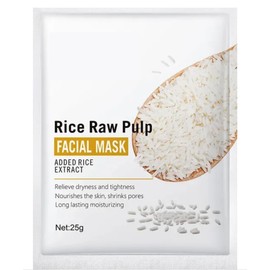 Rice Raw Pulp Paquete de 10 Mascarillas Faciales con Extracto de Arroz, Hidratación Duradera, Reduce Poros, 25g