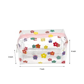 ZMZZ Cute makeup bag, transparent portable makeup bag, waterproof toiletries storage bag, large capacity pen bag (Colorful flowers)