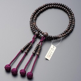 Butsudanya Takita Shoten Buddhist Beads Shingon Buddhist Beads for Women, Striped Ebony (Gloss), 8 inch, Pure Silk Hanbama Buddhist Bead Bag, Kyoto Prayer Beads, Koyasan Furun, Double Layer,