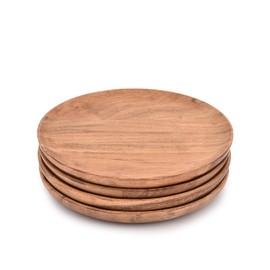 Indus Lifespace Acacia Wood Dinner Plates Set of 4 for Dishes Snack, Dessert Natural Wood Plates Serving Dinnerware Plate for Dinner (20.32 cm x 20.32 cm x 1.27 cm)